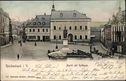 Ak Reichenbach im Vogtland, Markt, Rathaus