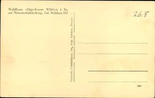 Ak Wilthen in der Oberlausitz, Mönchswalder Berg, Waldhaus Jägerhaus