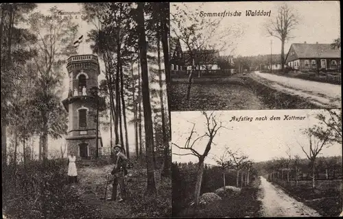 Ak Walddorf Kottmar in der Oberlausitz, Sommerfrische, Aufstieg nach dem Kottbar, Kottmarturm