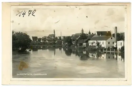 6 Glas Negative Donauwörth in Schwaben Bayern, Brücke, Stadtmauer, Färbertörle, Wappen