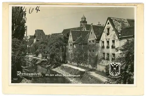 6 Glas Negative Donauwörth in Schwaben Bayern, Brücke, Stadtmauer, Färbertörle, Wappen