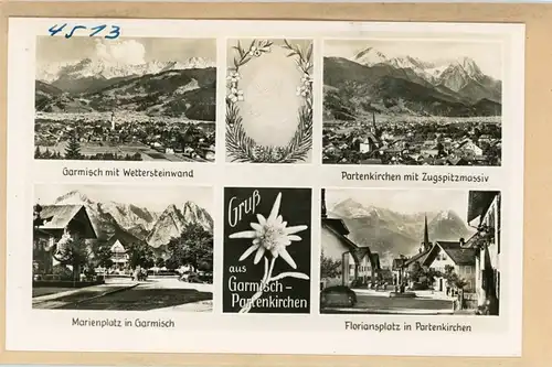 6 Glas Negative Garmisch Partenkirchen in Oberbayern, Straßenbild, Telegramm, Edelweiss