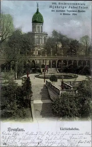 Ak Wrocław Breslau in Schlesien, Liebichshöhe, 25jährige Jubelfeier d. dt. Tapezierer Bundes 1904