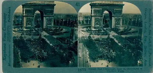 Stereo Foto Paris, Arch of Triumph on Victory Day 1919