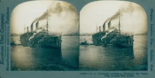 Stereo Foto US Amerikanisches Kriegsschiff, USS Leviathan