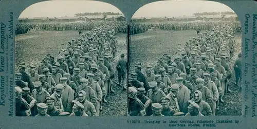 Stereo Foto A Haul of 1900 German Prisoners, Kriegsgefangene Deutsche, I WK