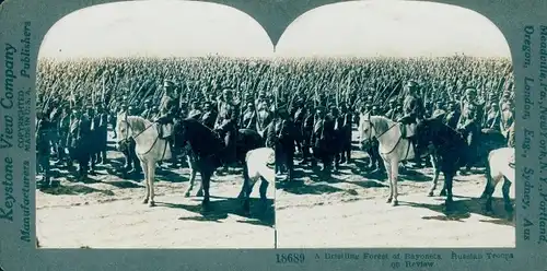 Stereo Foto A bristling forest of bayonets, Russian Troops in review, I WK