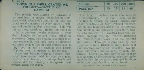 Stereo Foto Down in a shell crate we fought, Battle of Cambrai, I WK