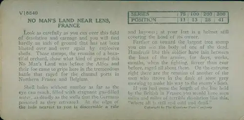 Stereo Foto No Man's Land near Lens, Pas de Calais, I WK