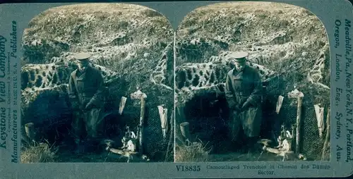 Stereo Foto Camouflaged trenches in Chemin des Dames Sector, I WK