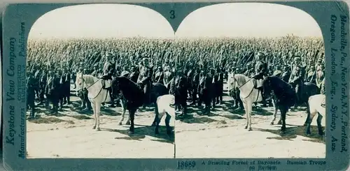 Stereo Foto A bristling forest of bayonets, Russian troops on review, I WK