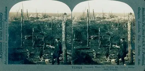 Stereo Foto Desolate waste on Chemin des Dames Battlefield, I WK