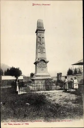 Ak Etival Vosges, Monument aux Morts 1870-1871