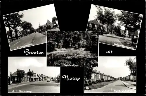 Ak Nietap Groningen, J. P. Santeeweg, Natuurschoonweg, Rembrandtstraat