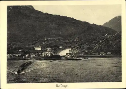 Ak Hellesylt Norwegen, Blick auf den Ort