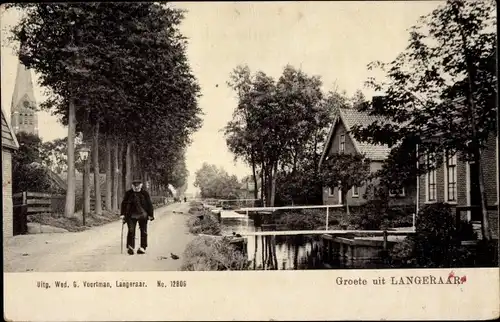 Ak Langeraar Nieuwkoop Südholland, Straßenpartie, Häuser am Wasser