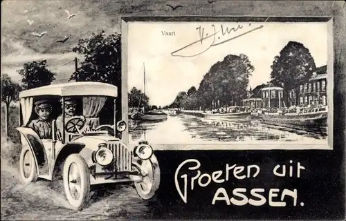 Passepartout Ak Assen Drenthe Niederlande, Auto, Vaart