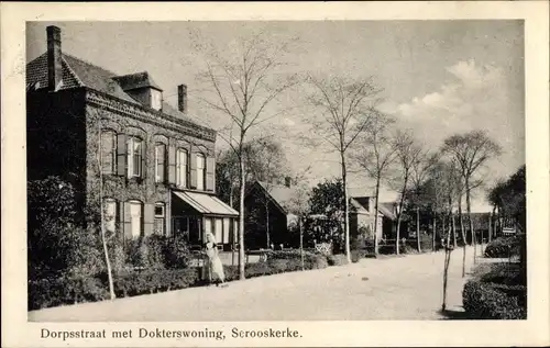 Ak Serooskerke Walcheren Zeeland Niederlande, Dorpsstraat, Dokterswoning