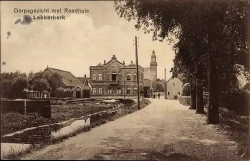 Ak Lekkerkerk Südholland, Dorpsgezicht, Raadhuis