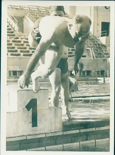 Foto Fürstenwalde an der Spree, Nationales Versehrten Schwimmfest, Friedrich Friesen Stadion 1955