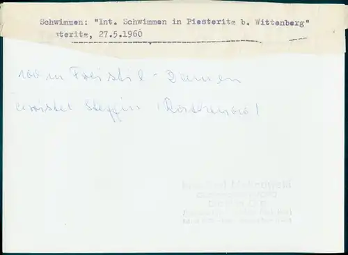 Foto Piesteritz Lutherstadt Wittenberg, Internationales Schwimmen 1960, Ingrid Schmidt