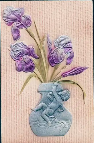 Präge Ak Veilchen in der Blumenvase