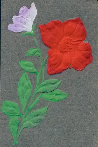 Stoff Präge Ak Blühende Blumen