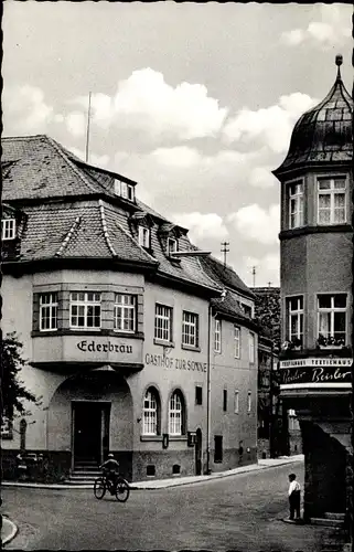 Ak Hösbach in Unterfranken, Gasthof Zur Sonne, Ederbräu, Textilhaus Beisler