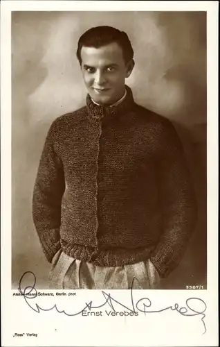 Ak Schauspieler Ernst Verebes, Portrait, Autogramm