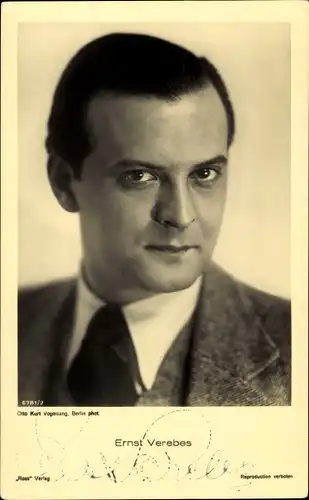 Ak Schauspieler Ernst Verebes, Portrait, Autogramm