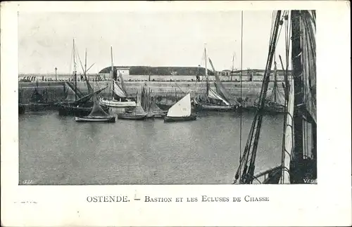 Postkarte Ostende Ostende Westflandern, Bastion und die Jagdschleusen