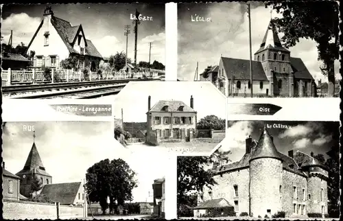 Ak Fontaine Lavaganne-Oise, Bahnhof, Kirche, Schloss, Straße