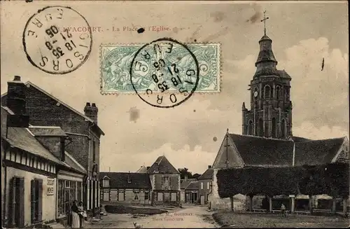 Ak Flavacourt-Oise, Place de l'Eglise