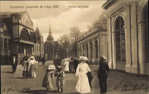 Postkarte Lüttich Lüttich Wallonien, Weltausstellung 1905, Avenue des Palais