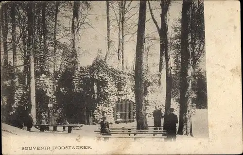 Ak Oostacker Lourdes Ostflandern, Höhle
