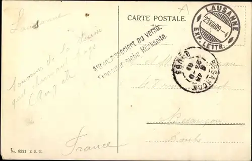 Ak Ouchy Lausanne Kanton Waadt, Hafen und Alpen