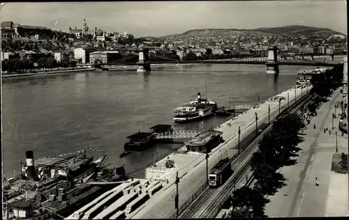 Ak Budapest Ungarn, Anlegestelle, Stadtpanorama