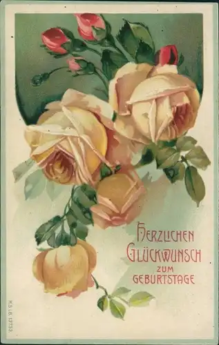 Präge Ak Glückwunsch Geburtstag, Rosen, Blumen