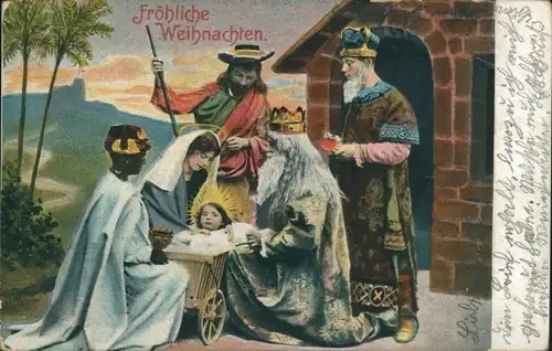 Ak Glückwunsch Weihnachten, Drei Könige, Jesuskind, Maria