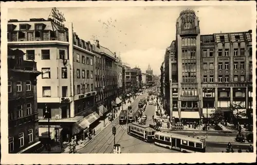 Ak Praha Prag, Graben, Prikopy, Straßenbahnen, Gebäude