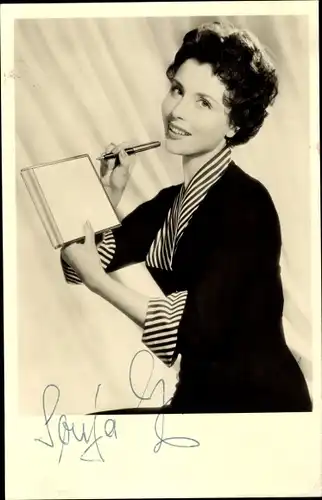 Ak Schauspielerin Sonja Ziemann, Portrait, Reklame Montblanc, Autogramm