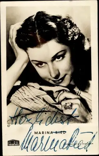 Ak Schauspielerin Marina Ried, Portrait, Autogramm
