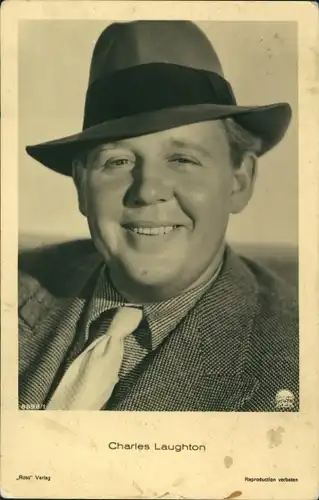 Ak Schauspieler Charles Laughton, Portrait, Hut