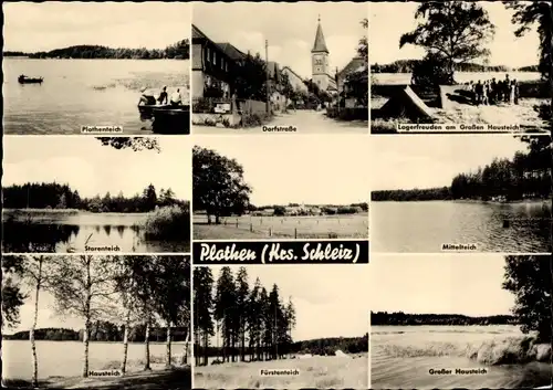 Ak Plothen Vogtland Thüringen, Dorfstraße, Plothenteich, Starenteich, Mittelteich, Großer Hausteich