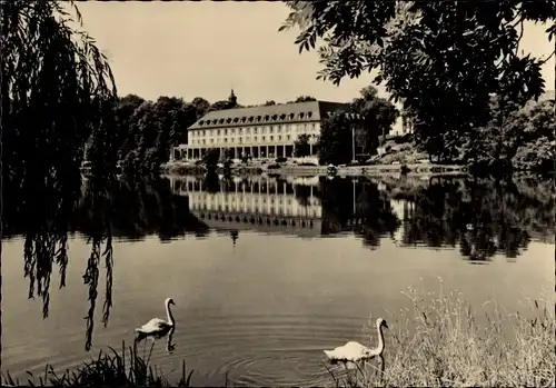 Ak Bad Salzungen in Thüringen, Kurhaus, Burgsee, Schwäne