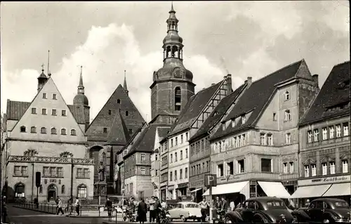 Ak Lutherstadt Eisleben, Marktplatz, Geschäfte, Passanten