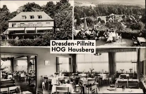 Ak Dresden Pillnitz, HOG Hausberg, Blick vom Cafe Hausberg, Speisesaal