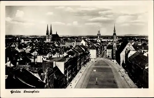 Ak Görlitz in der Lausitz, Leninplatz, Kirchtürme, Panorama