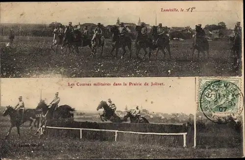 Ak Lunéville Meurthe et Moselle, Militärrennen in der Prairie de Jolivet