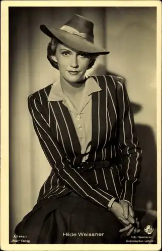 Ak Schauspielerin Hilde Weissner, Portrait, Hut, Ross Verlag A 1916/1